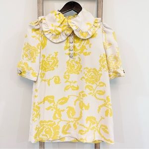 Karta Yellow Pixelated Floral Print Blouse Vintage/Retro Size XSmall